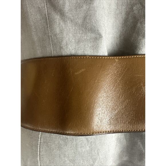 Used CELINE Paris Brown Leather Corset Lace up Waist Cincher Belt Vintage SZ 90 main image 4